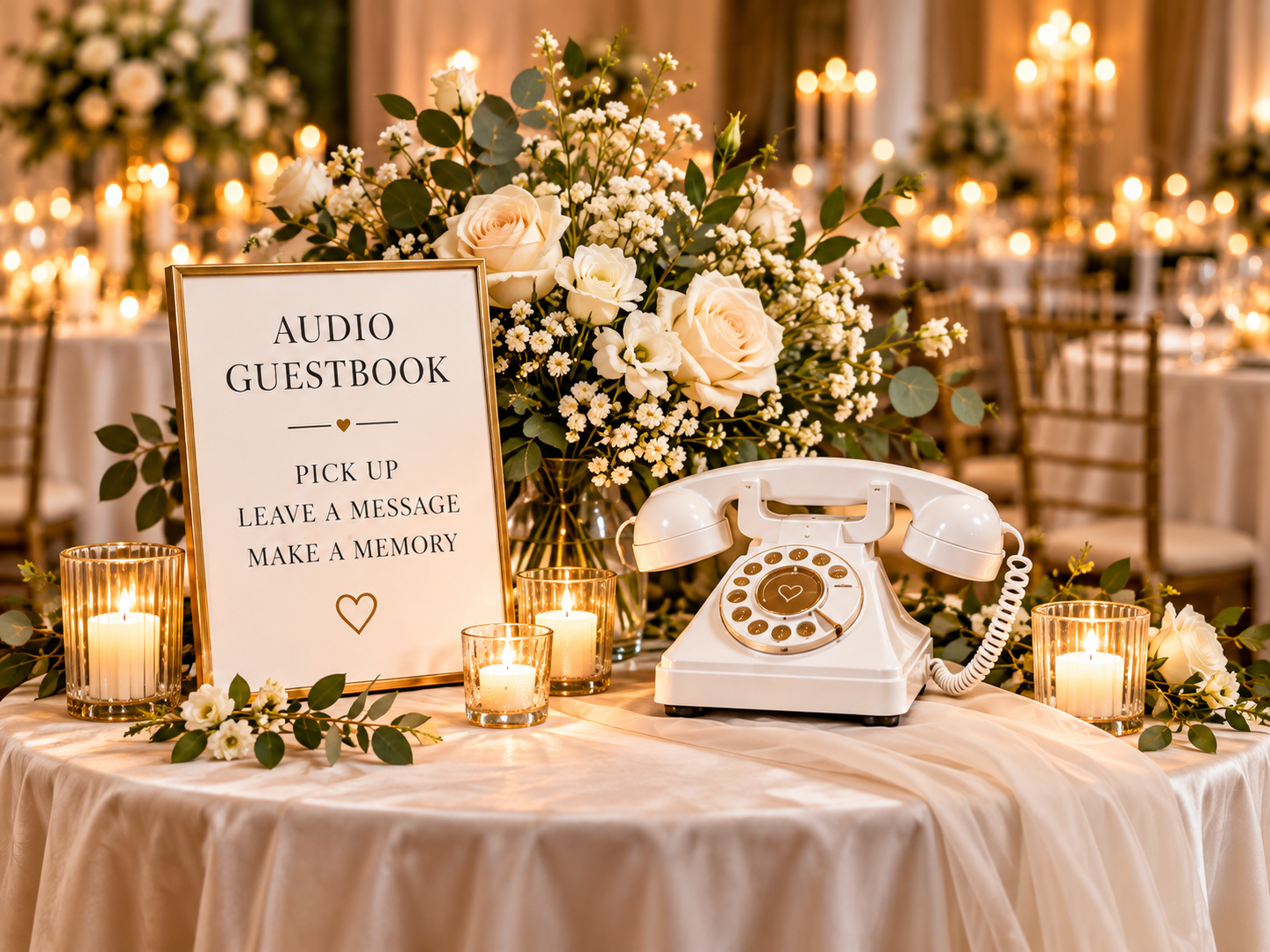 Classic audio guestbook telephone setup