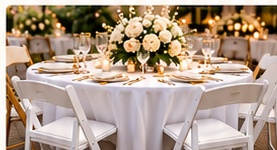 Round tables and resin chairs