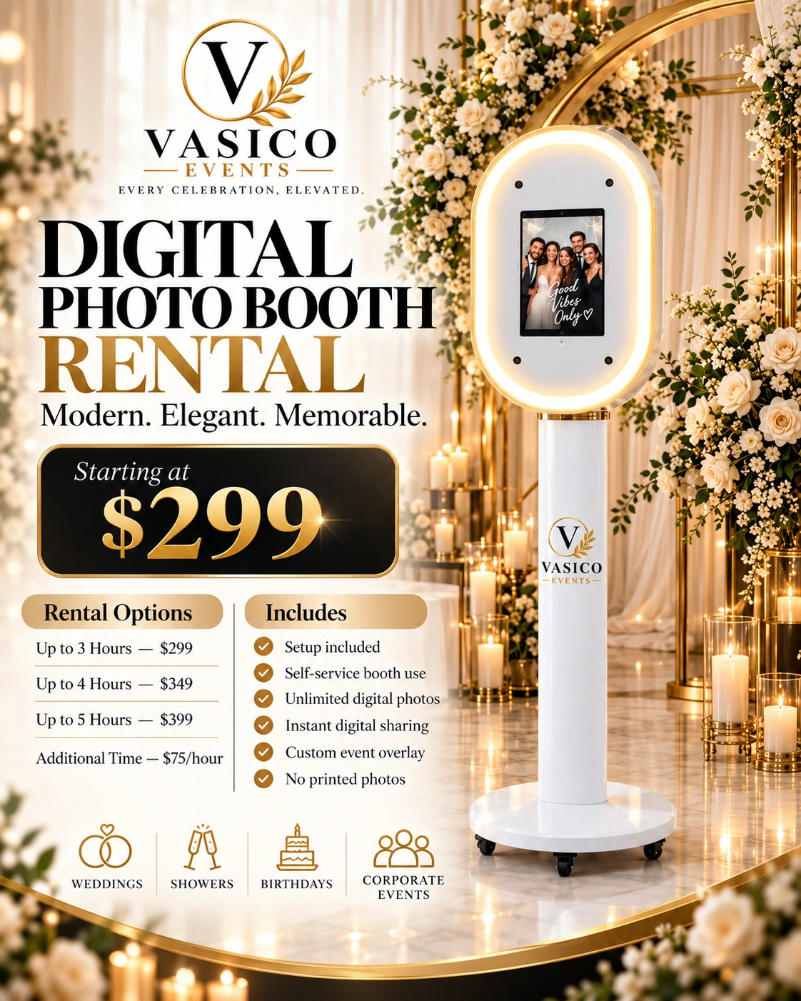 Digital photo booth rental display