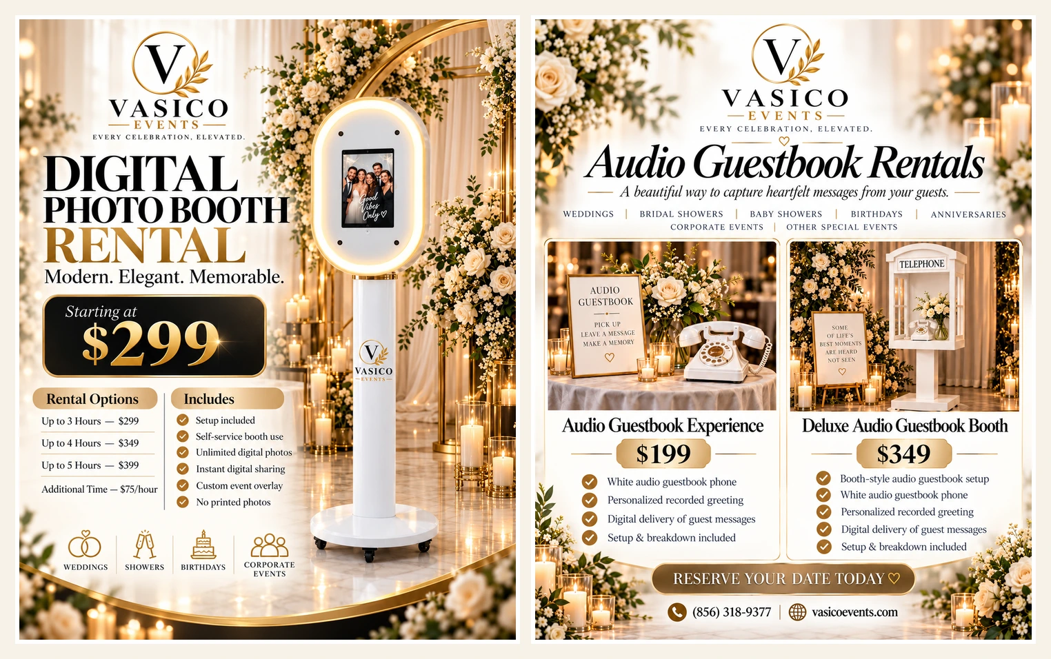Digital photo booth and audio guestbook flyers