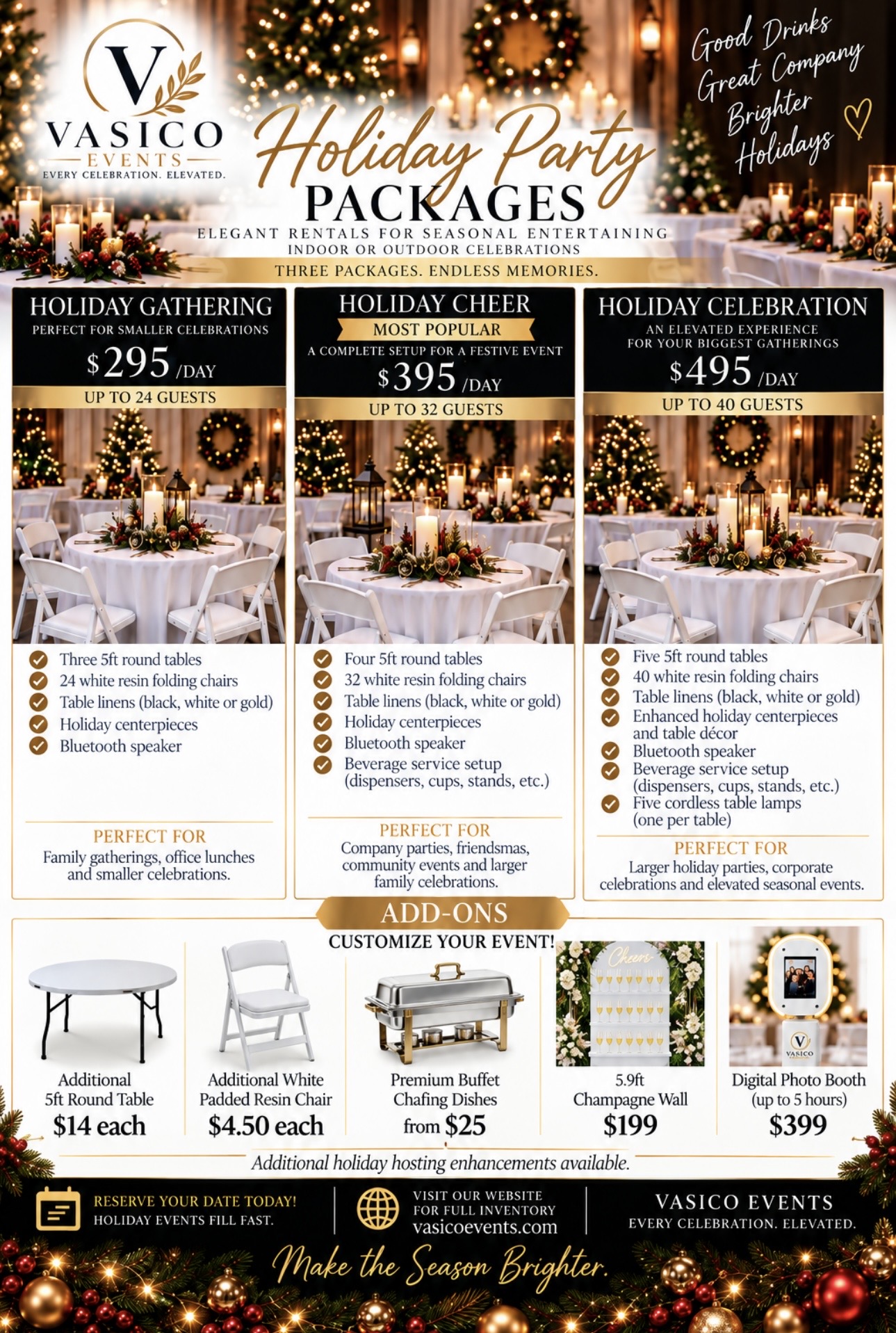 Holiday party packages