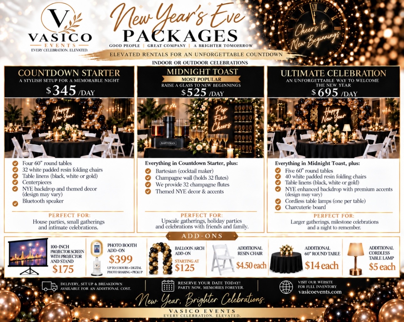 New Year's Eve party packages