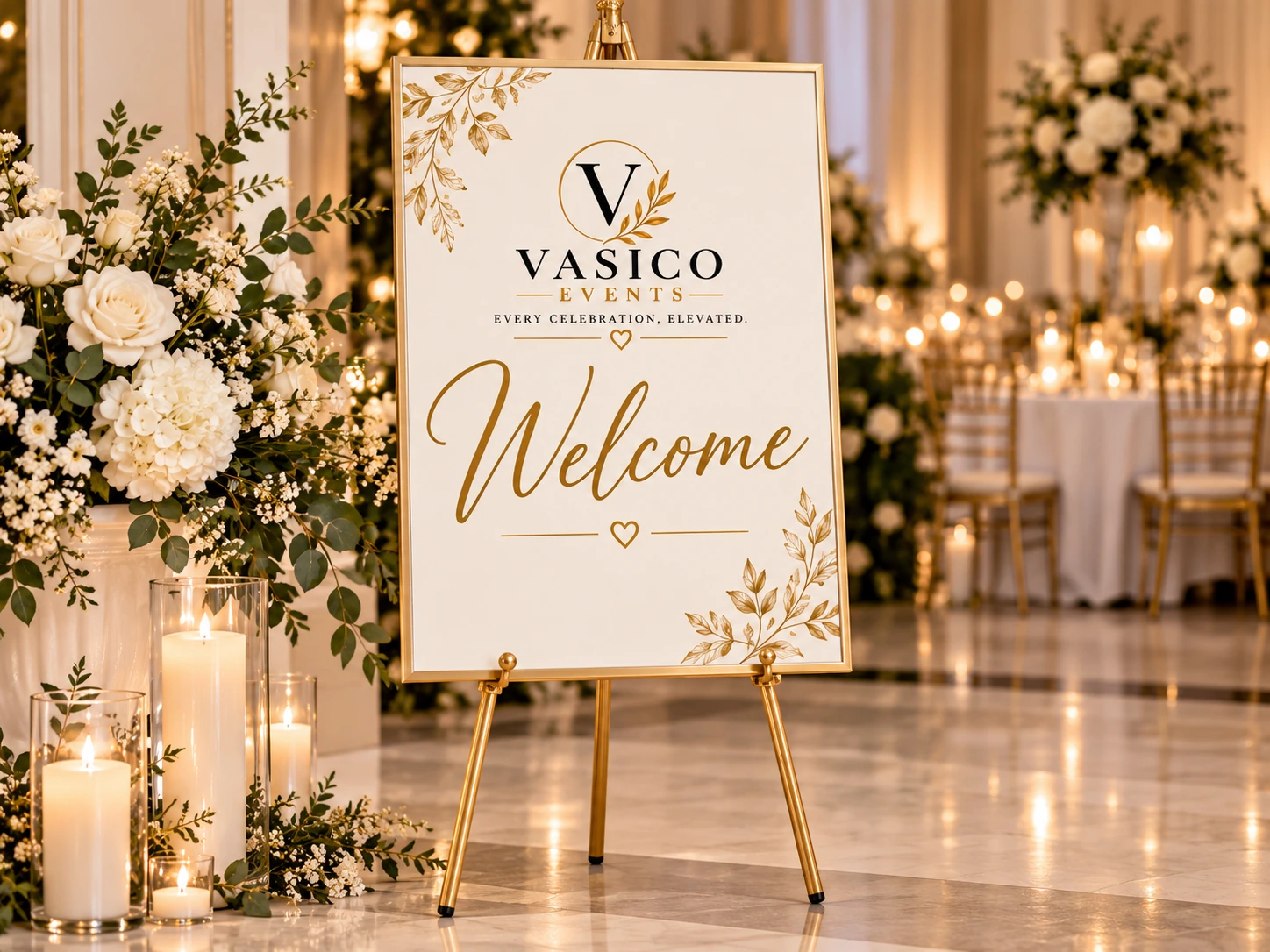 Welcome sign and easel setup